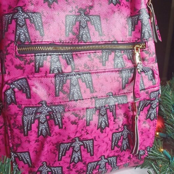 Faux Leather Firebird Pink Backpack - Picture 2 of 10